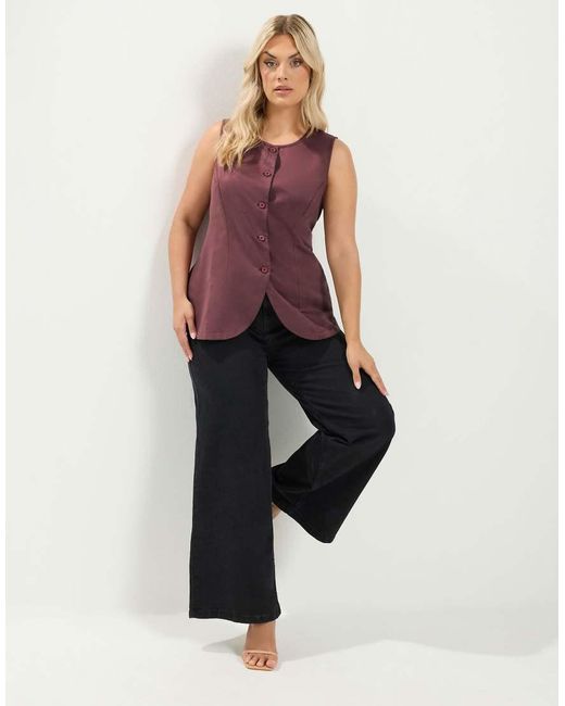 Yours Clothing Purple Suedette Waistcoat