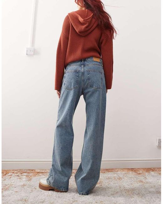 Monki Blue Naoki Low Rise Loose Fit Jeans