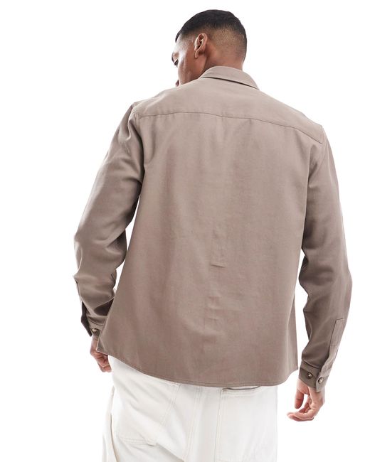 ASOS – hemdjacke aus baumwolle in Natural für Herren