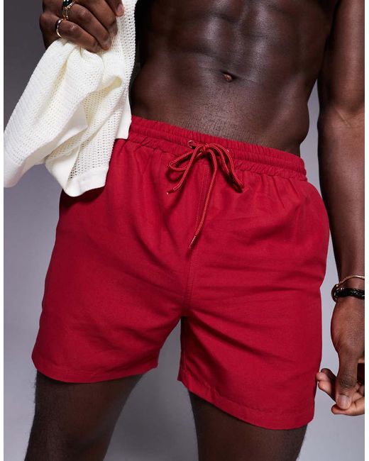 South Beach Red Plain Swim Short for men