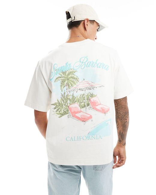 T-shirt avec imprimé destination luxueuse au dos - crème Abercrombie & Fitch pour homme en coloris White
