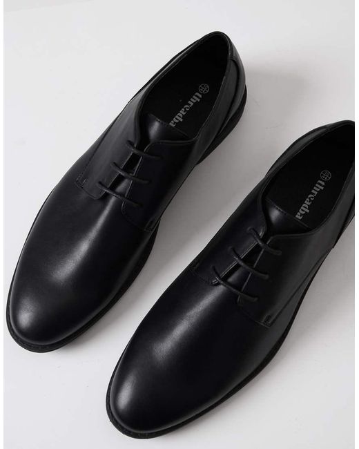 Threadbare Black Lace Up Derby Shoes for men