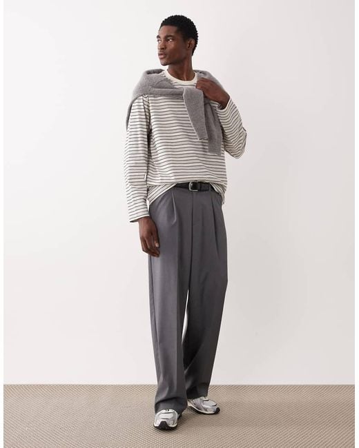 ARKET Gray Stripe Long Sleeve T-shirt for men