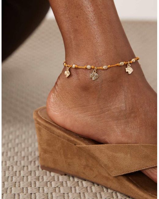 ASOS White Cord Anklet With Fish Charms