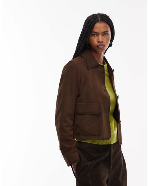 Mango Brown Real Suede Short Jacket