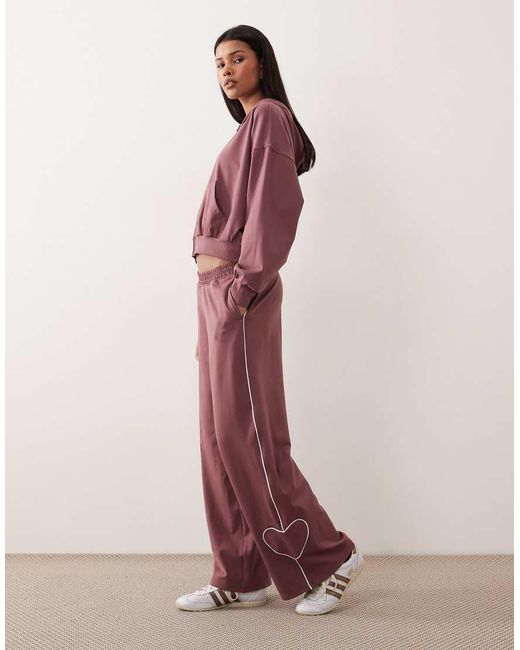 Hollister Pink Gilly Hicks Heart Tipping baggy joggers Co-ord