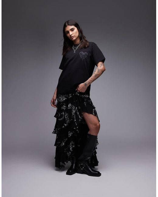 Camiseta Negra Extragrande Kaia De Barbour International AllSaints de color Black