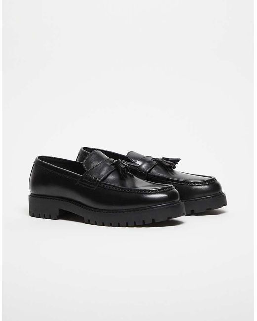 Walk London Black Sean Tassel Loafers for men