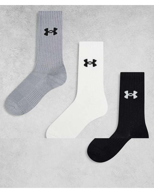 Under Armour Metallic Performance 3 Pack Crew Socks for men