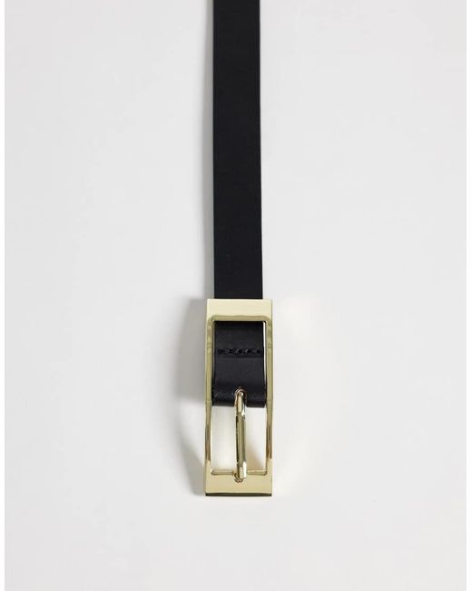 Pieces Gray Leather Belt With Gold Rectangular Buckle