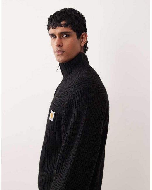 Carhartt Black Detroit Half Zip Knitted Jumper