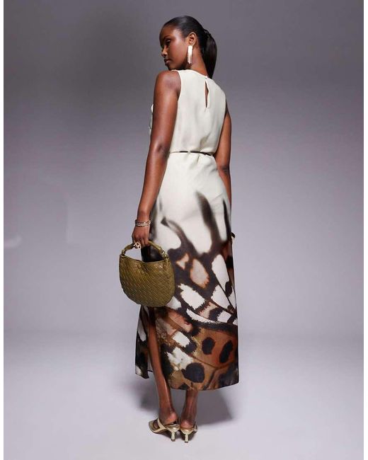 River Island White Racer Neck Floral Print Slip Dress