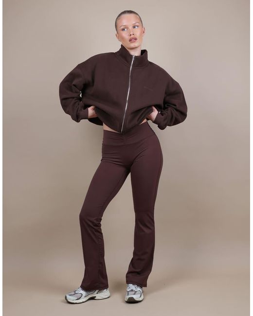 SIMMI Brown Bronte Zip Through Funnel Neck Sweatshirt