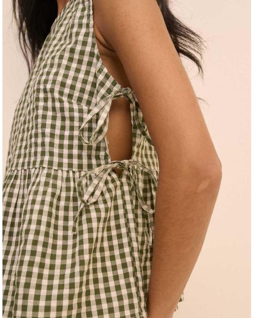 Nobody's Child Brown Gingham Side Tie Swing Top