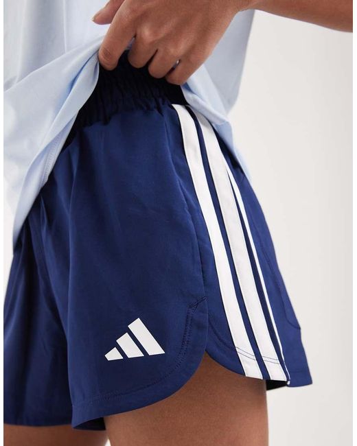 Adidas Originals Blue Pacer Workout Woven High Rise Shorts