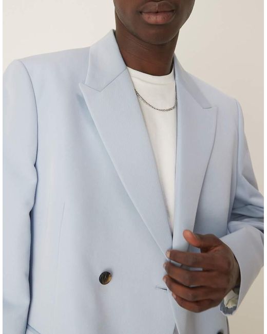 Giacca Da Abito Doppiopetto Taglio Comodo di ASOS in White da Uomo