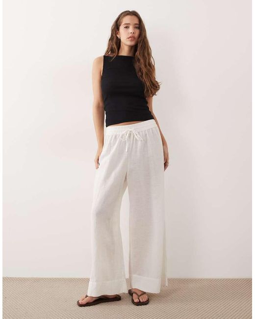 Polo Ralph Lauren Natural Cotton Linen Smocked Pull On Pant Cover-Up