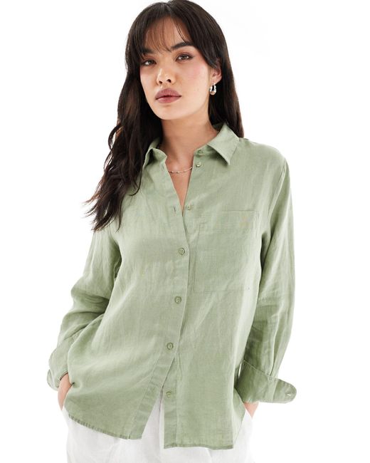 Mango Green Linen Shirt