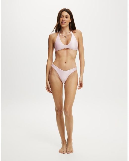 Cotton On Natural Dip Front High Side Brazilian Bikini Bottom