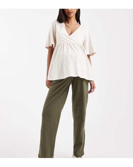 Mama.licious White Mamalicious Maternity Under The Bump Lightweight Summer Wide Leg Trousers