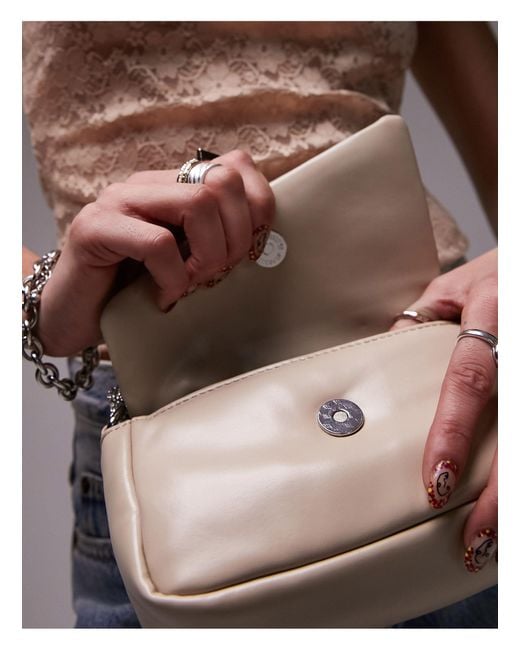 TOPSHOP Natural Gwen Puffy Grab Bag With Diamante Handle