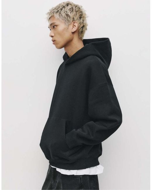 Pull&Bear Blue Boxy Hooded Sweatshirt for men