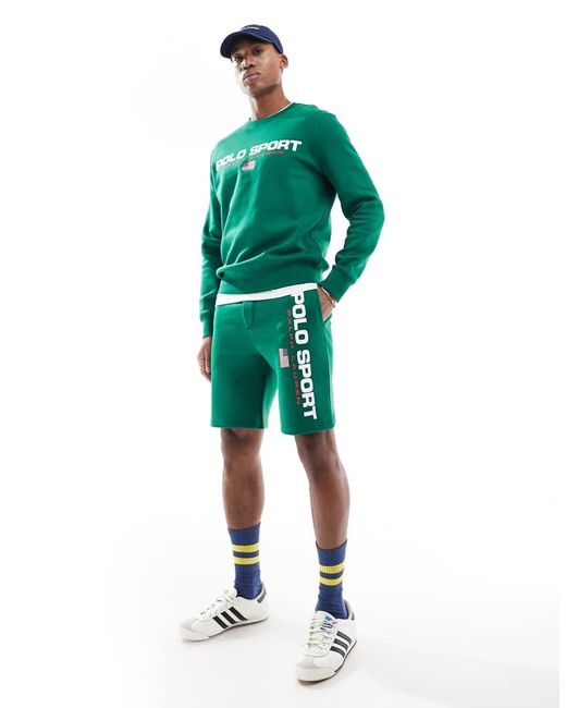 Polo Ralph Lauren Green Sport Capsule Large Flag Logo Sweat Shorts for men
