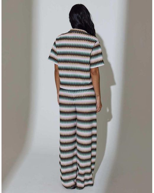 South Beach Gray Crochet Wide Leg Trousers