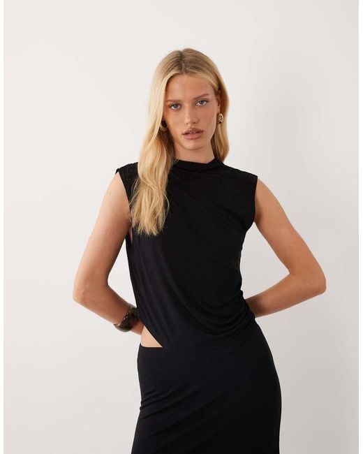 ASOS Black Co-Ord Asymmetric Drape Top