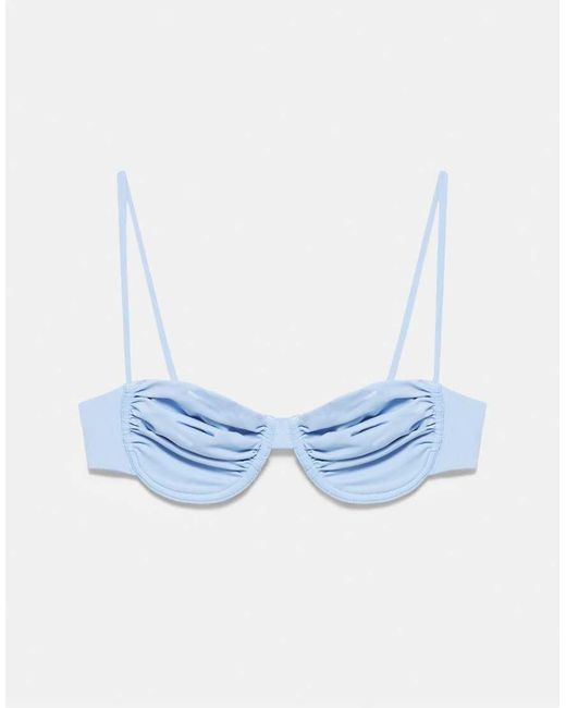 Pull&Bear Blue Draped Balconette Bikini Top