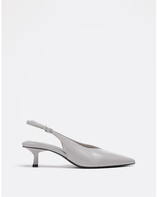 Stradivarius White V-neck Heeled Shoes