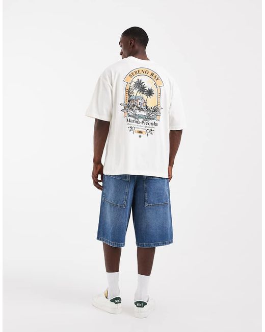 ASOS White Oversized T-shirt With Breach Back Graphic for men