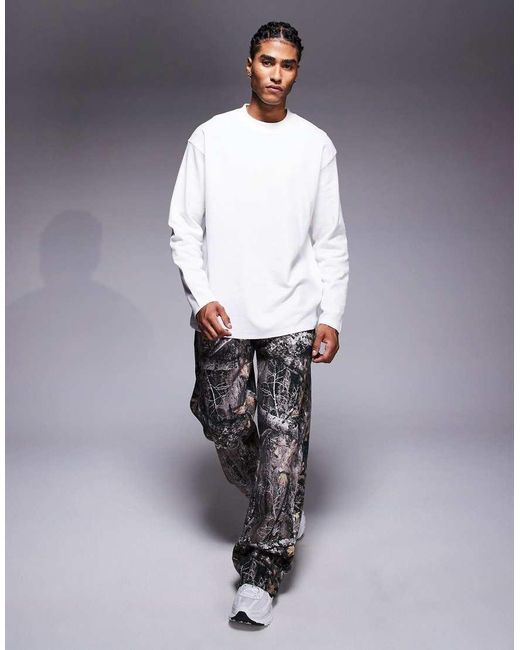 Good For Nothing Gray Oversized Long Sleeve Waffle T-Shirt for men