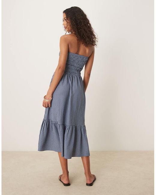 Glamorous Maxi-Jurk Met Gesmokte Taille En Strik Aan De Voorkant in het Blue