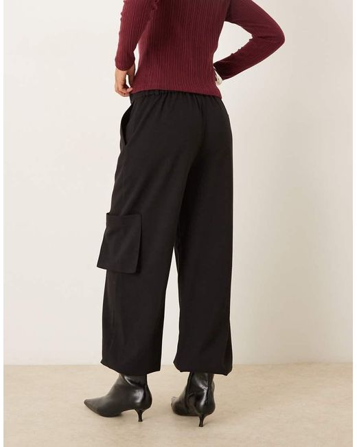 ASOS Black Tailored Straight Leg Pants With Cuffs And Utility Pocket Detail