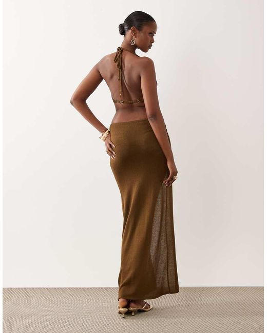 Flook Natural The Label Delani Knit Maxi Skirt With Side Slit
