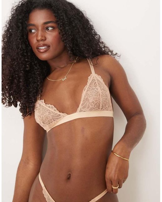 Sujetador Triangular Clásico De Encaje Sienna De -Neutro ASOS de color Brown
