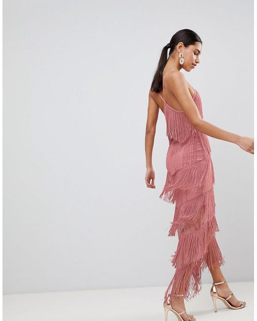 Fringe mesh strappy midi bodycon dress hotsell
