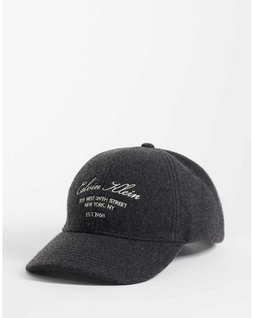 Calvin Klein Black Felt Cap With Script Logo for men