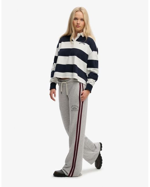 Superdry White Athletic Essentials Stripe Flare Joggers