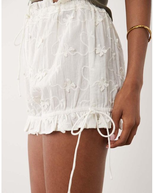 Miss Selfridge Natural Embroidered Bloomer Short