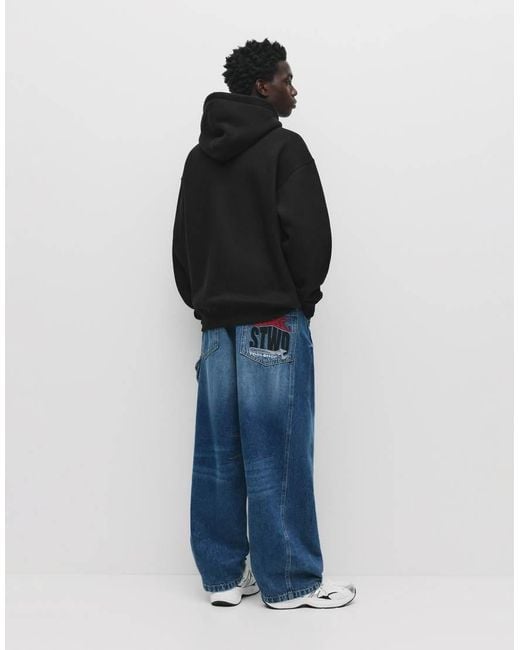 Pull&Bear Blue Basic Hoodie for men