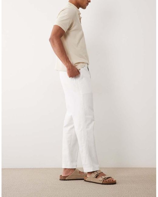 Abercrombie & Fitch Natural Pleated Straight Leg Trousers for men