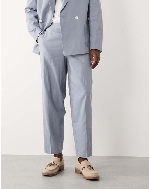 ASOS Blue Oversized Tapered Suit Trousers for men