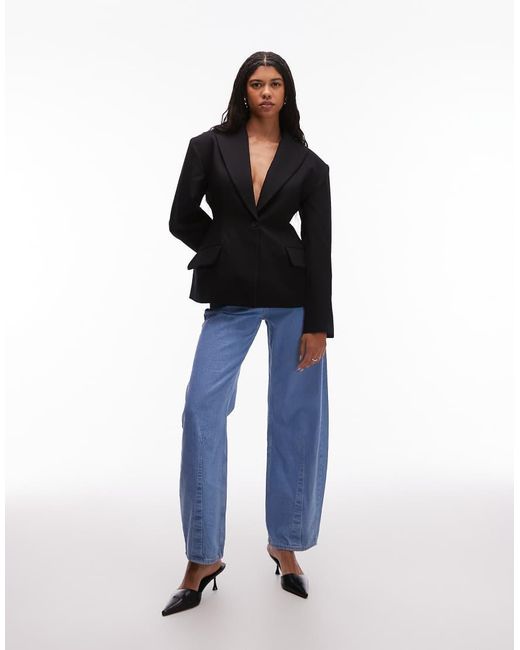 ASOS Blue Sculpted Cinch Waist Blazer