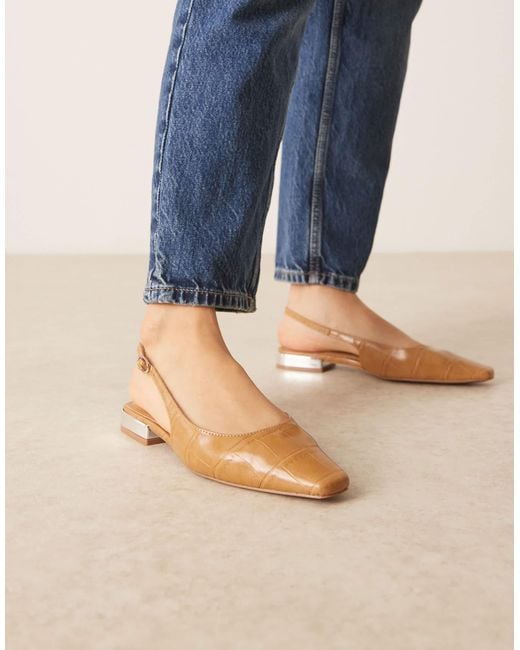 ASOS Natural Logan Chisel Toe Slingback Ballet Flats