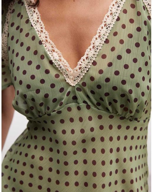 Reclaimed Vintage Green Chiffon Tea Top