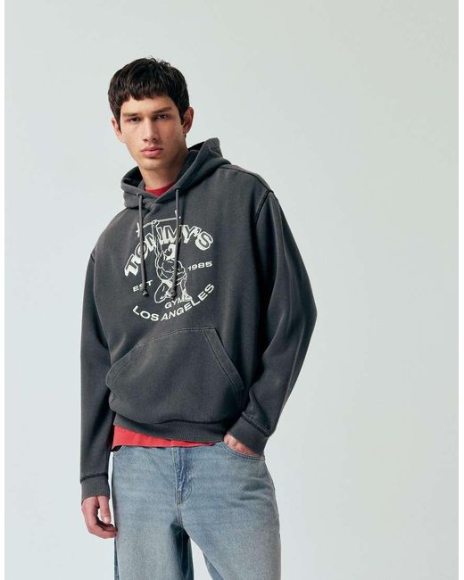 Tommy Hilfiger Black Gym Logo Relaxed Fit Hoodie for men