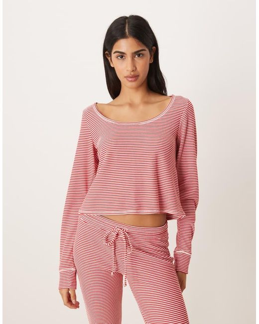 Hollister Pink Gilly Hicks Waffle Long Sleeve Crop Top Co-Ord