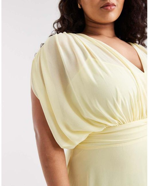 Tfnc Plus Natural Bridesmaid Pleated Chiffon Maxi Dress